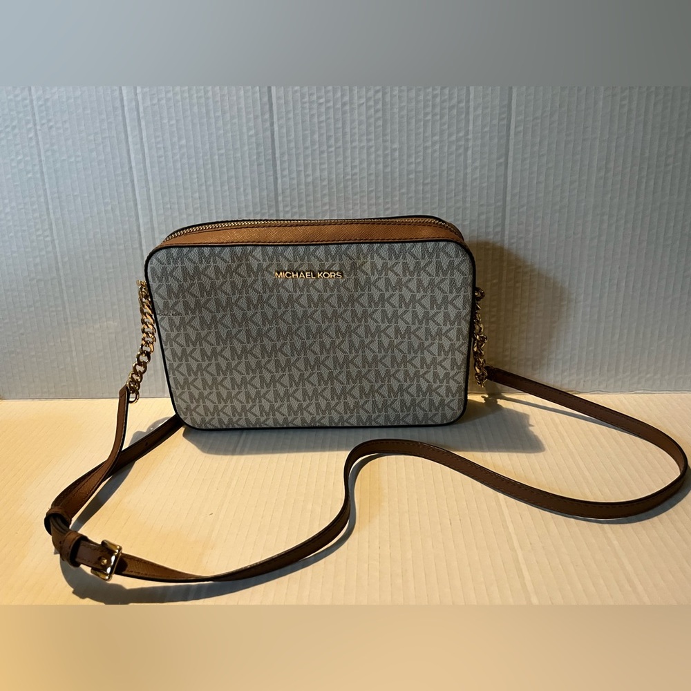 Michael Kors Tan and Cream Crossbody Bag